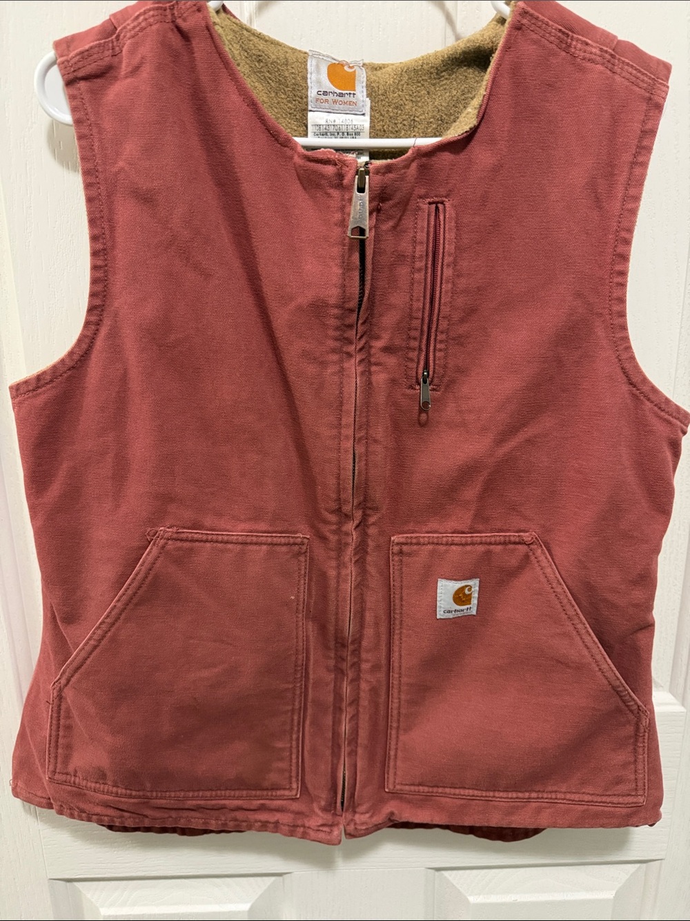 Carhartt For Women Dusty Brick Red Sherpa-Lined Work Vest